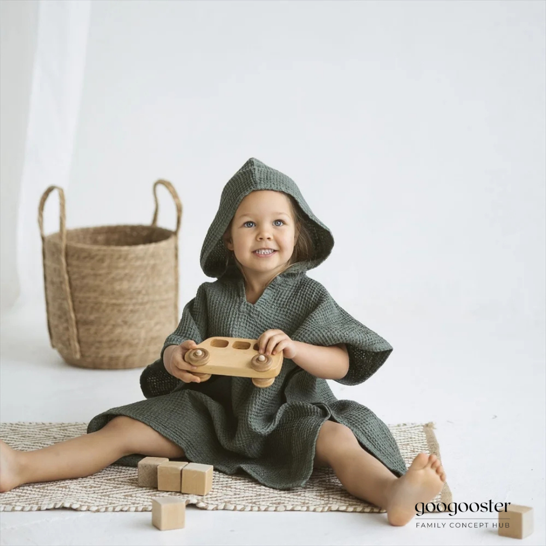 Waffle Cuddle Kids Poncho - 100% Organic Cotton